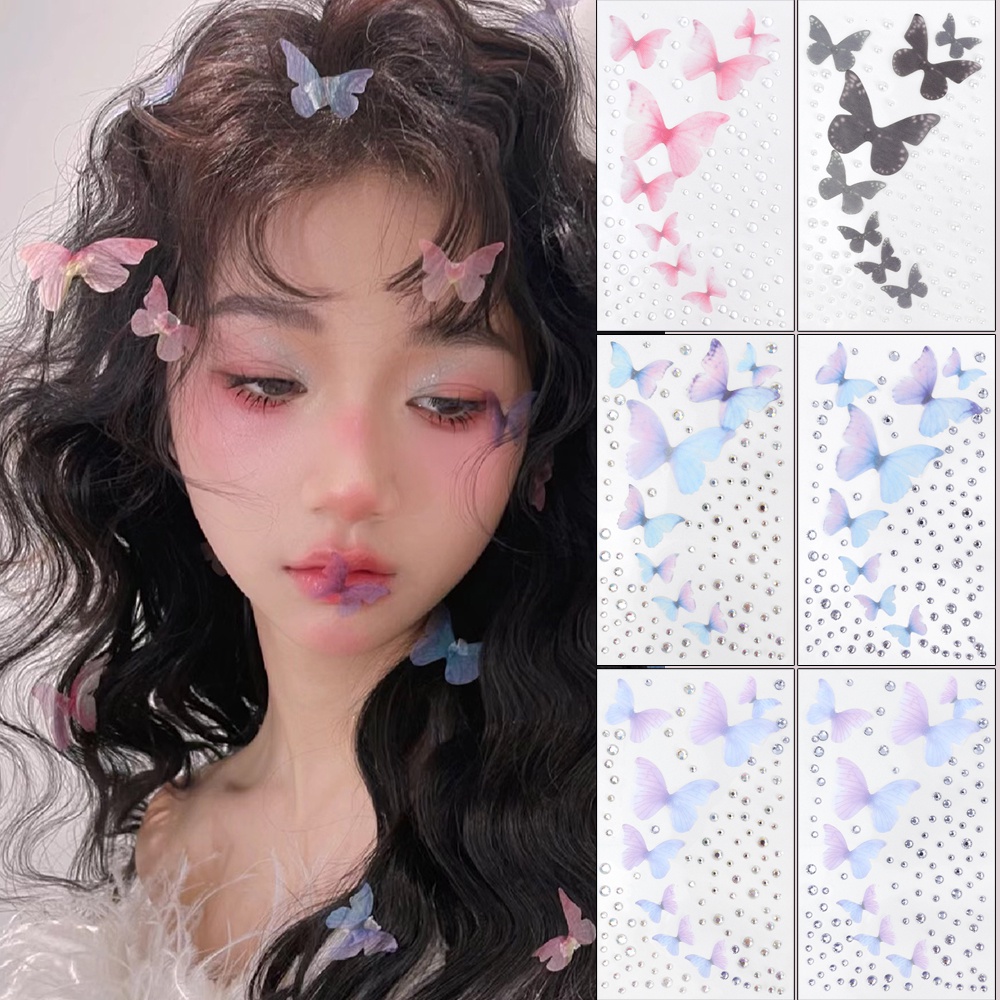 Miếng Dán Trang Trí Mặt / Cơ Thể Tạm Thời Hình Xăm 3d Lấp Lánh