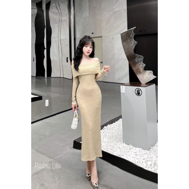 Váy body trễ vai dáng dài sang chảnh hết nấc Black friday shop e TẶNG  KÈM TANG  CÀI  váy  xinh lung linh nh  ce 🥰🥰