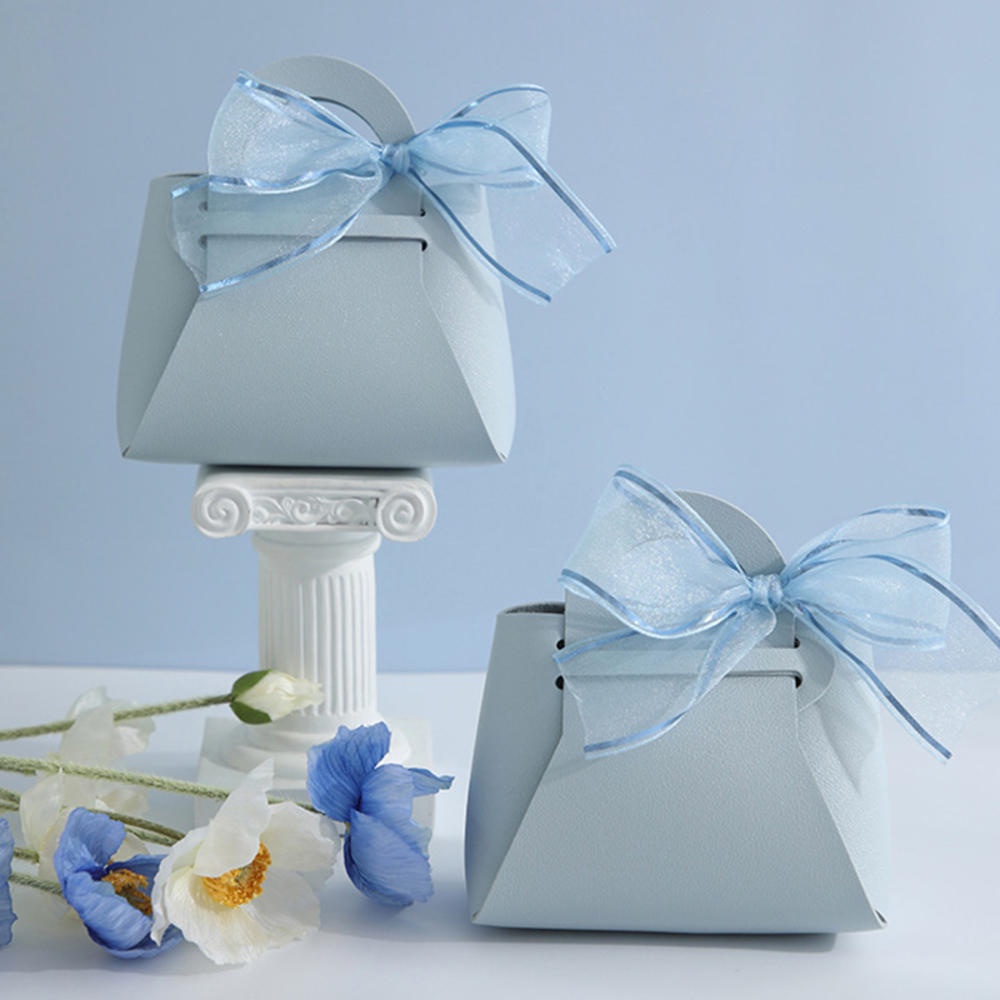 Hộp Đựng Kẹo Cưới mini Bằng Da Thắt Nơ Ruy Băng