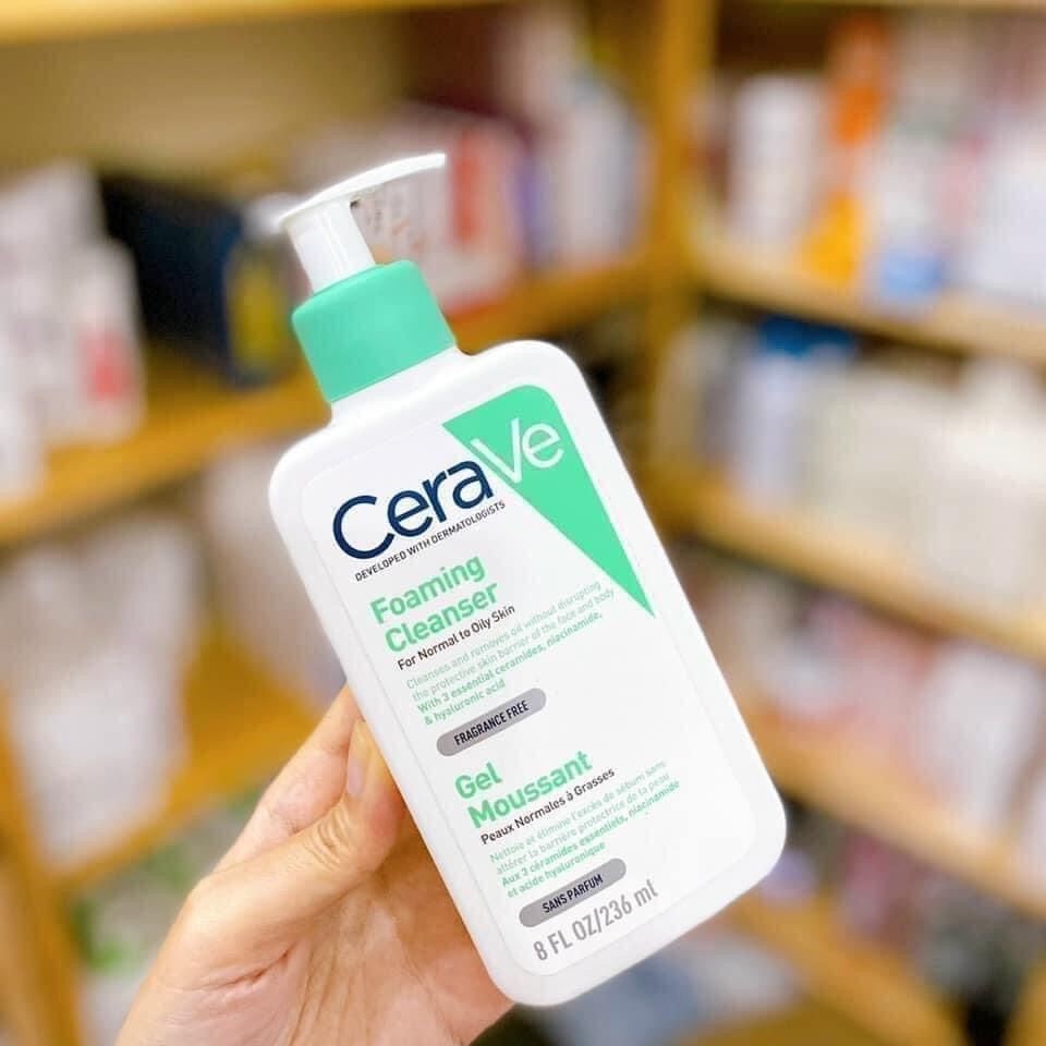 Sữa Rửa Mặt dịu nhẹ CeraVe Foaming Cleanser Giúp Làm Sạch Sâu Dành Cho Da Dầu 236ml