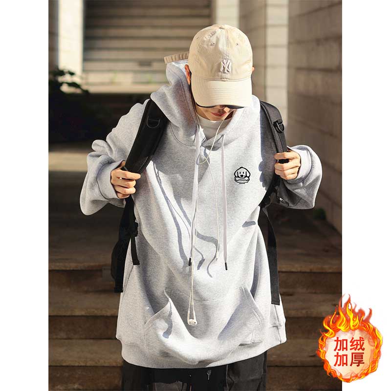 Áo Khoác Hoodie Nỉ Ngoại Cỡ Màu Đỏ Tía Phong Cách Đường Phố Mỹ Thời Trang Thu Đông Cho Nam
