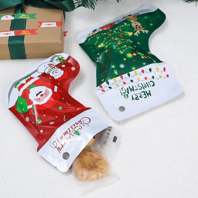 1 Túi Đựng Quà Có Khóa Kéo Hình Giày Bốt Ông Già Noel Người Tuyết Giáng Sinh Năm Mới diy Trang Trí Tiệc Giáng Sinh