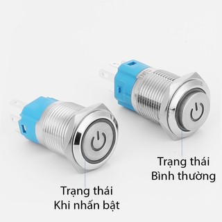 Nút nguồn self-lock, công tắc kim loại tự khóa 12mm, nút nguồn self-lock, có hình nguồn led