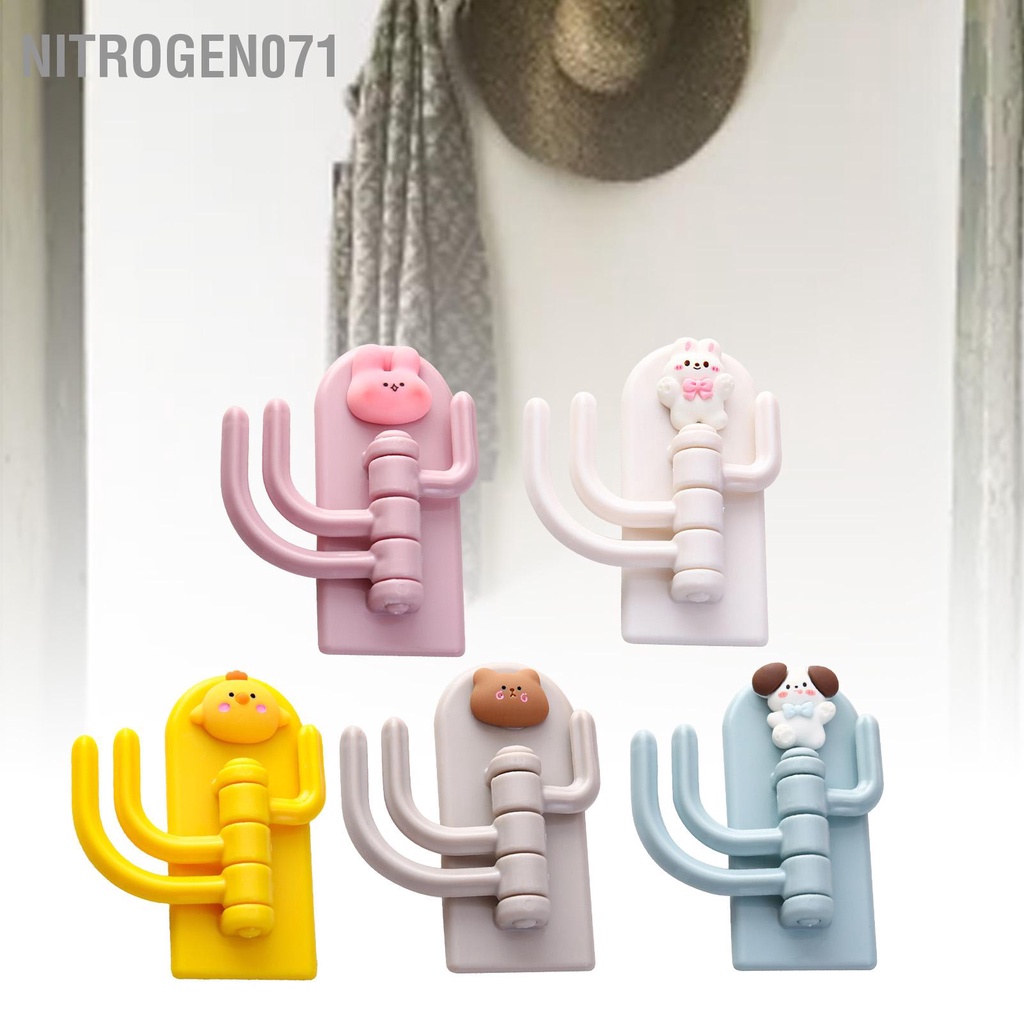 Nitrogen071 Móc treo tự dính Đấm xoay miễn phí 3 móc tường hình động vật dễ thương cho chìa khóa