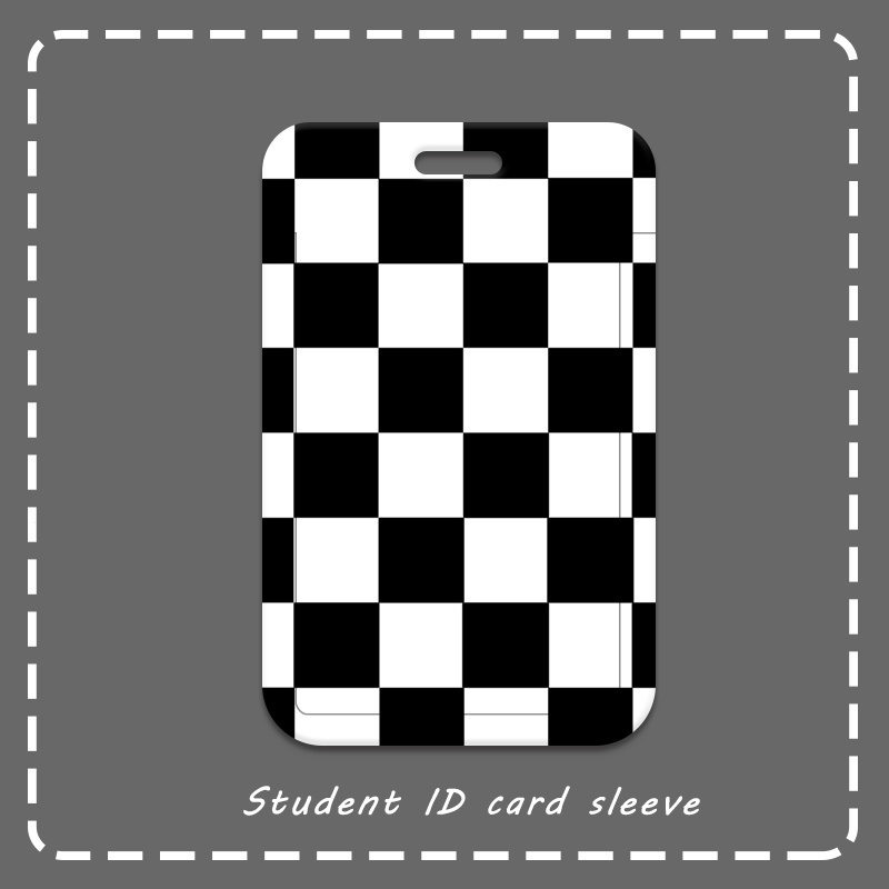 Hoạt Hình Bao Đựng Thẻ Họa Tiết Ca Rô Xinh Xắn Dành Cho Học Sinh