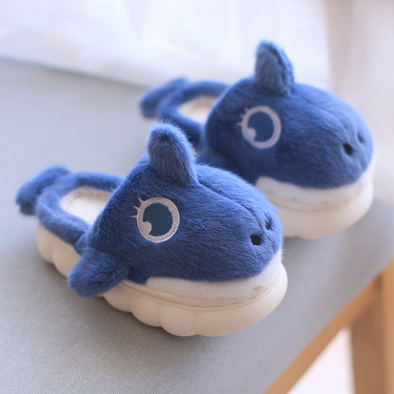 Dép Bông Đi Trong Nhà Chống Trượt Hình Cá Mập Dễ Thương Cho Bé
