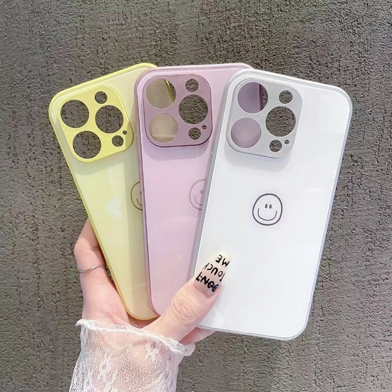 Ốp Điện Thoại Mặt Kính In Hình Mặt Cười Cho Iphone 13pro 14Pro 13In 12pro 11promax 7 8 xs xsmax