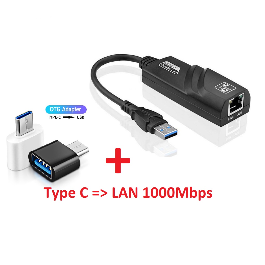 Cáp Chuyển Đổi USB To LAN / Type C to LAN RJ45 xịn