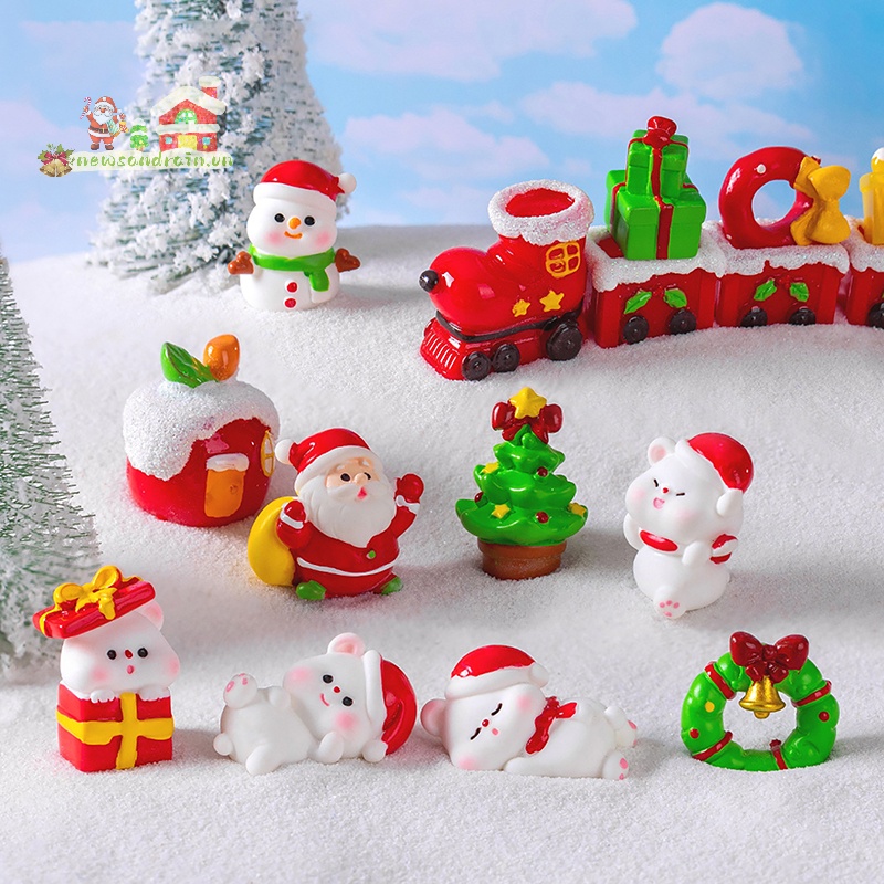 Newandrain 1 Tượng Nhỏ Hình Ông Già Noel Người Tuyết / Gấu Để Bàn Trang Trí Giáng Sinh diy