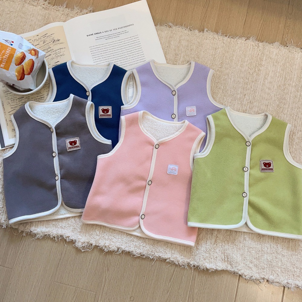 Áo Khoác cardigan Nhung Dày Hai Lớp Giữ Ấm Mùa Thu Đông Cho Bé Trai Và Bé Gái
