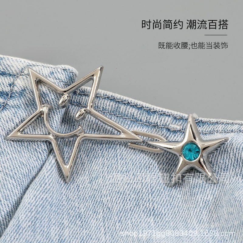 Ahellogirl Chân Váy jeans Xếp Ly Cài Nút Xếp Ly Vô Hình Điều Chỉnh Được