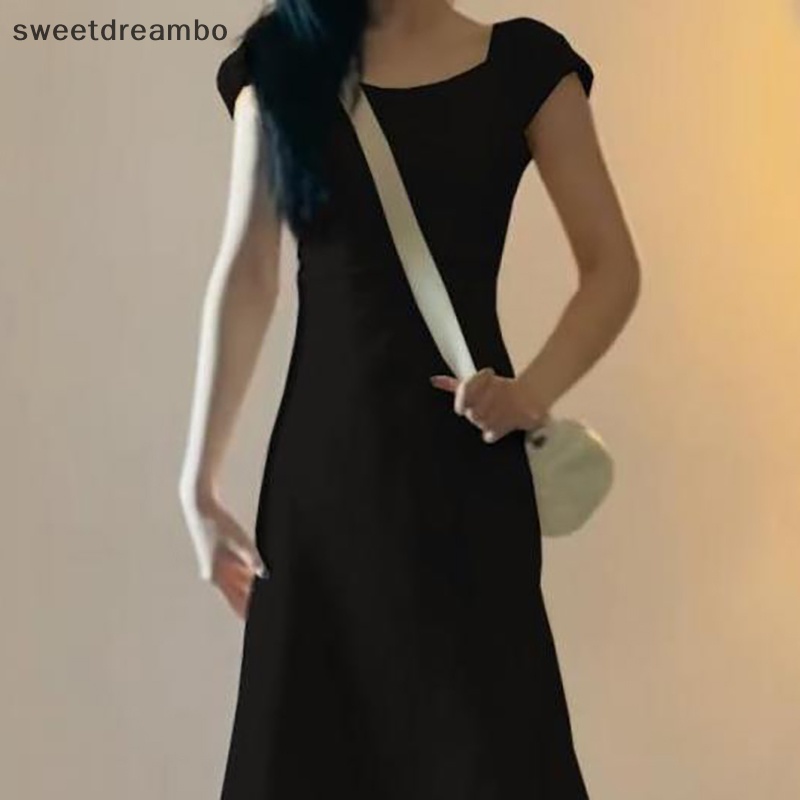 Đầm Dài Dáng Chữ a Màu Trơn Eo Cao Thời Trang Mùa Hè Ngọt Ngào