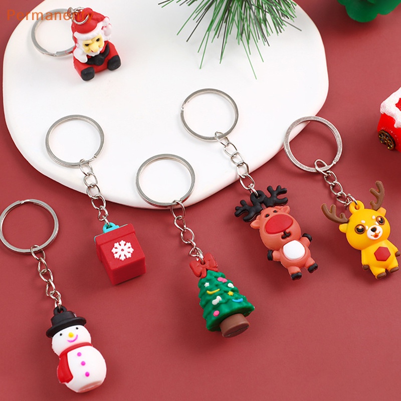 Móc Khóa Hình Ông Già Noel / Tuần Lộc Hoạt Hình 3d Bằng Silicon Dễ Thương