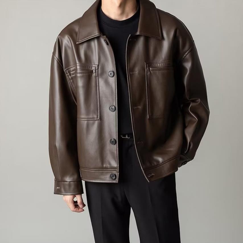 Áo Khoác Da Phong Cách Hàn Quốc Thời Trang Xuân Thu 2023 Cho Nam