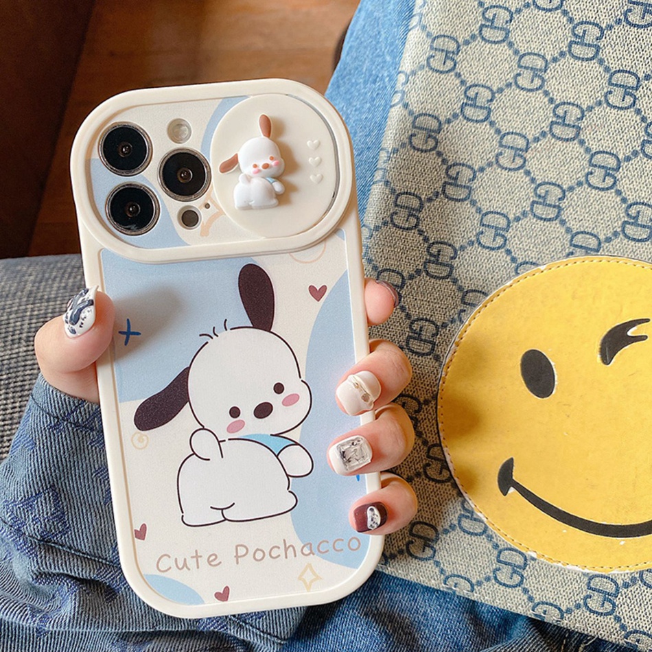 Ốp Điện Thoại Silicon Dẻo Hình Gấu pochacco 3d Cho iphone 11 12 13 14 15 pro max plus x xr xs max 7 8 plus se 2020 11pro 15pro
