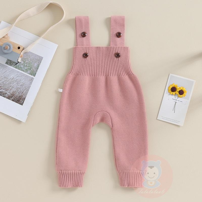 Laa6-baby Đan Không Tay Quần Yếm Màu Trơn