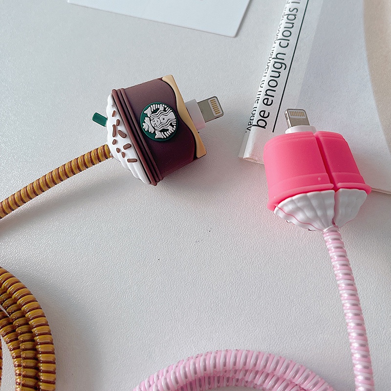 STARBUCKS Phụ Kiện Bảo Vệ Đầu Cáp Sạc Nhanh Hình Chú Chó corgi Dễ Thương