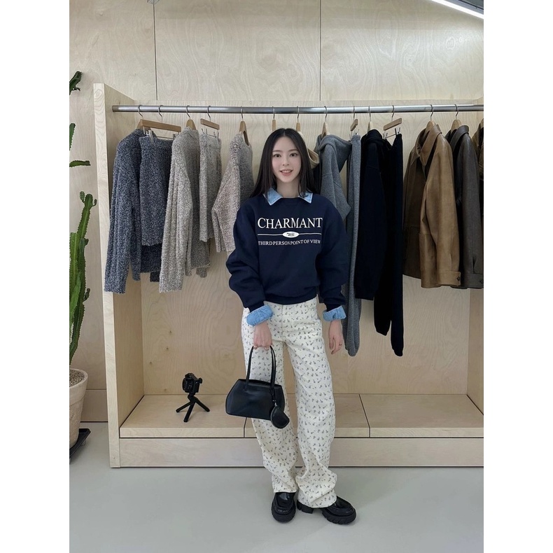 Hàng Có Sẵn Áo sweatshirt Nhung In Chữ Phong Cách jin zhiyan Thời Trang Thu Đông Mới Cho Nữ