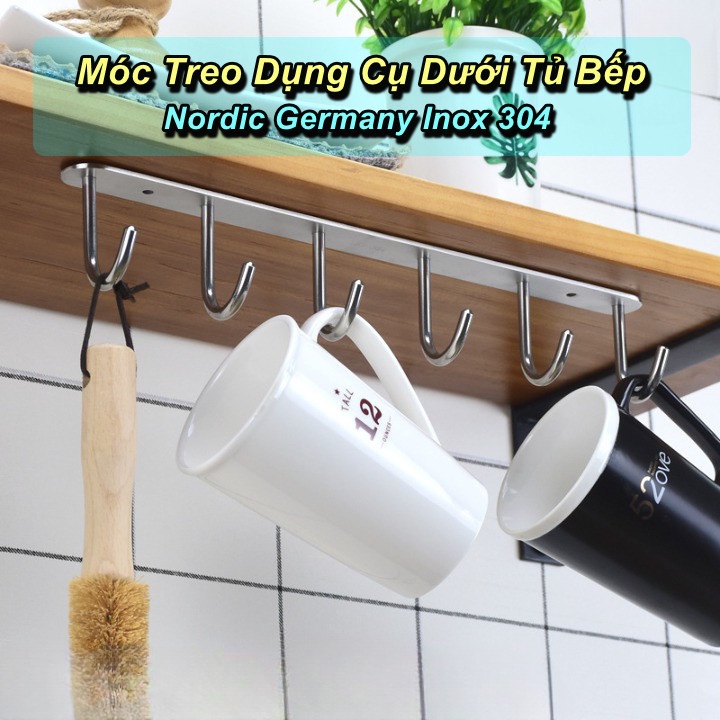 Móc Treo Dụng Cụ Dưới Tủ Bếp Nordic Germany Inox 304 6 kg Modern Home decor tinh tế Worldmart