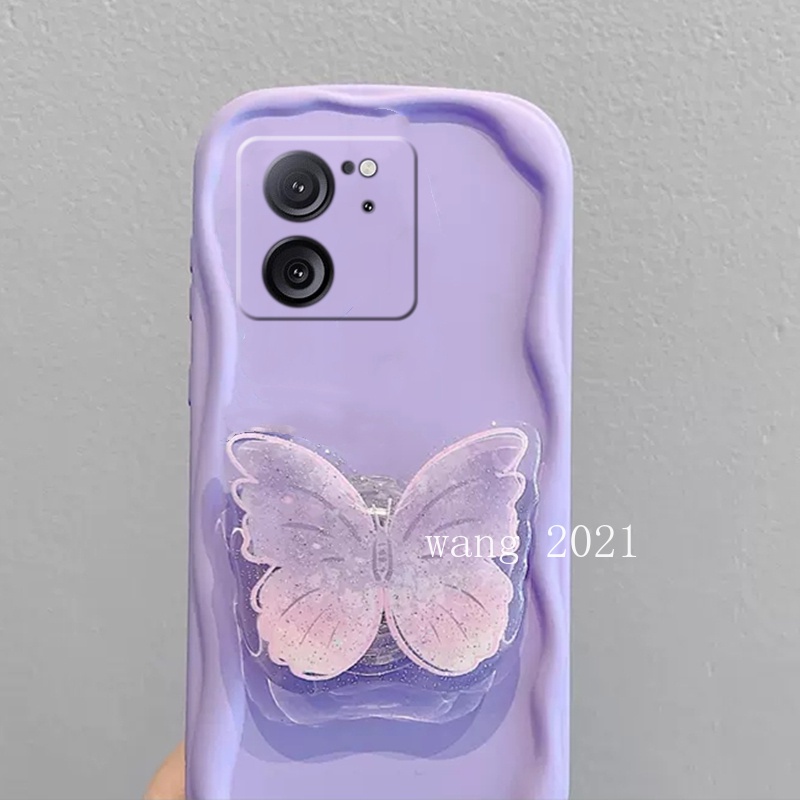 Ốp Điện Thoại Màu macaron Có Giá Đỡ Hình Bướm Cho xiaomi13t xiaomi 13t pro 5g