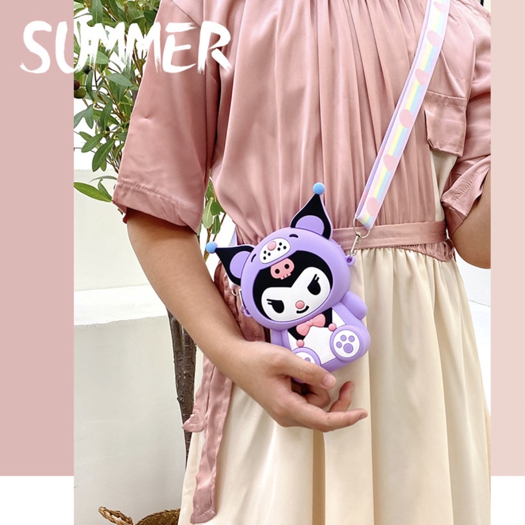 Túi Đeo Chéo Silicon Hoạt Hình Kurumi 3 Màu Cực Kì Dễ Thương