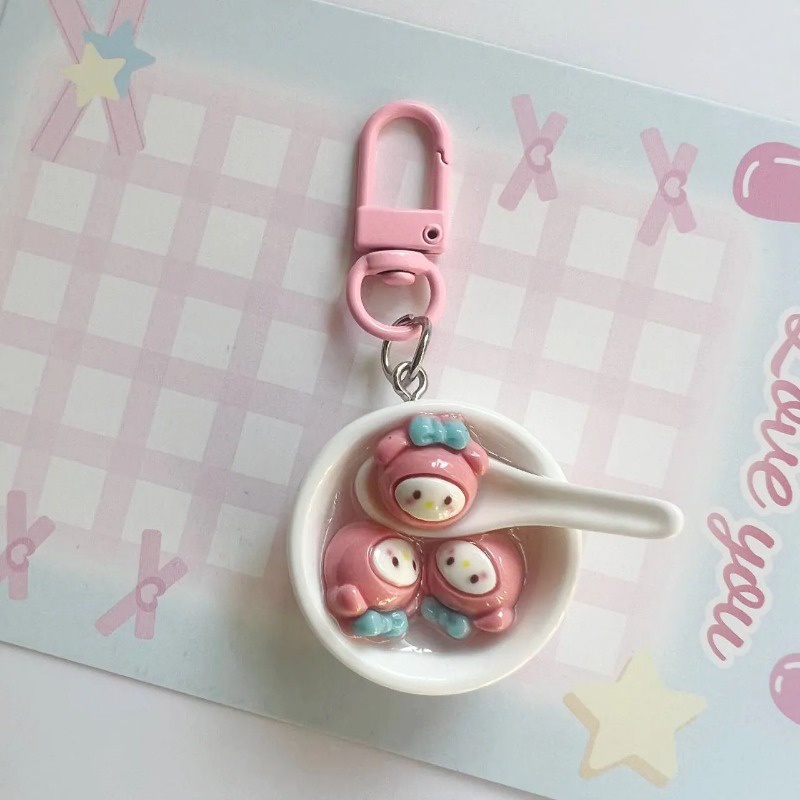 Mới Móc Khóa Hình Bát Cơm Hoạt Hình kuromi hello kitty my melody sanrio Dễ Thương