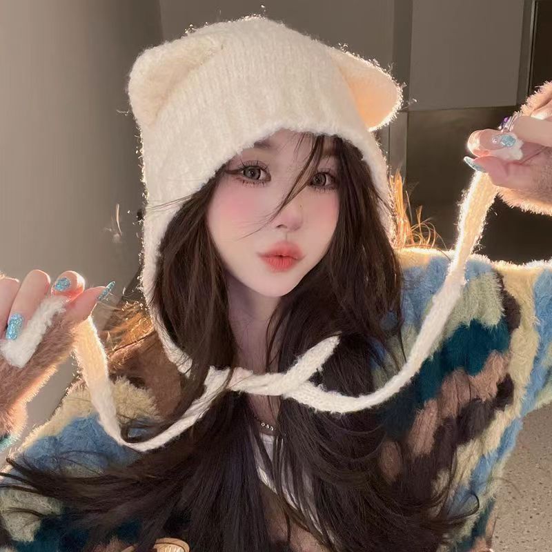 Mũ Len Dệt Kim Giữ Ấm Bảo Vệ Tai Thời Trang Phong Cách Hàn Quốc Cho Phụ Nữ Trung Niên