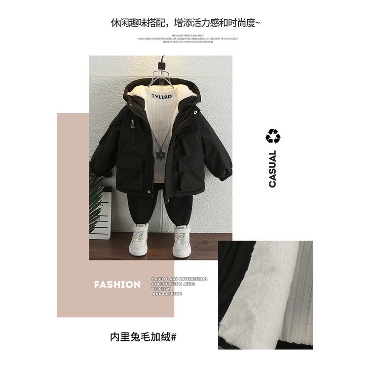 Áo Khoác cotton Lót Nhung Dày Dặn Giữ Ấm Mùa Đông Kiểu Mới 2023 Cho Bé Trai