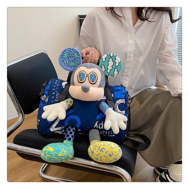 Công suất lớn Mickey thư thêu lưới xách tay túi xách nữ Hàn Quốc thời trang búp bê gối dễ thương và đẹp túi đeo chéo