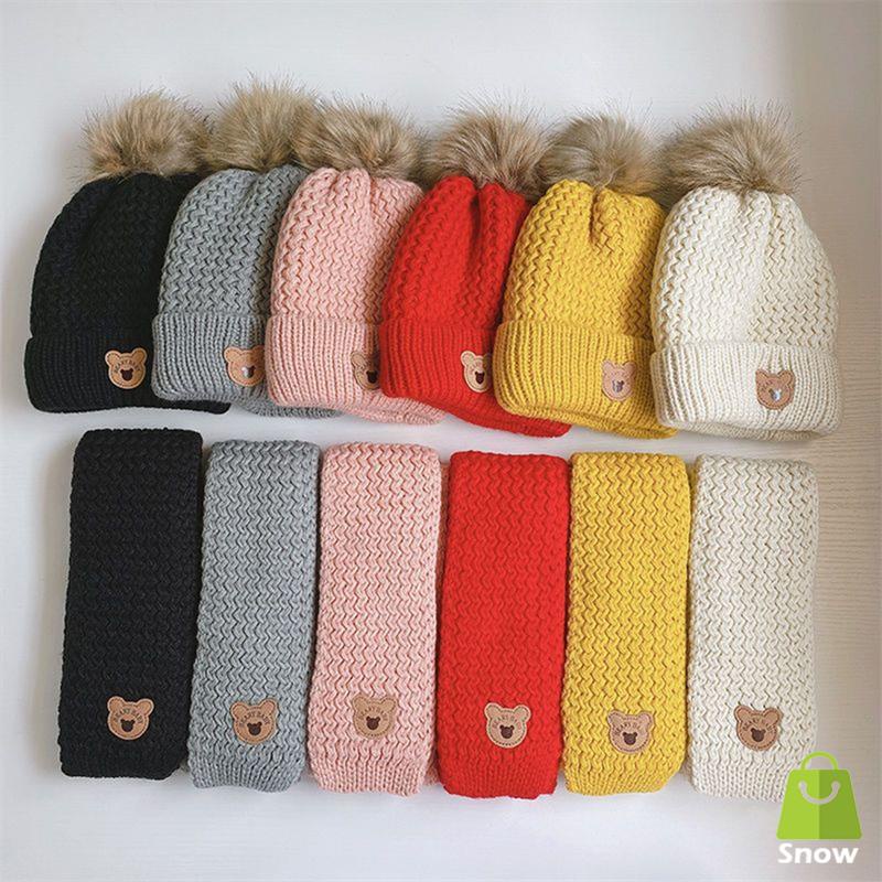 Nón Len Kèm Khăn Quàng Cổ Và Găng Tay Giữ Ấm Mùa Thu Đông Dành Cho Các Bé