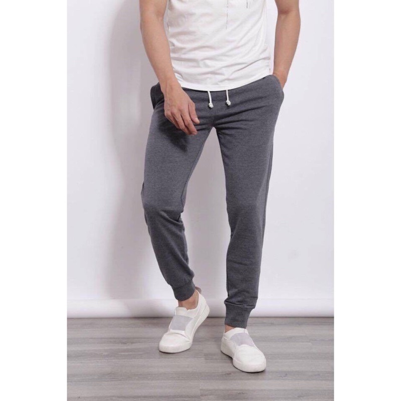 Quần jogger nỉ thể thao Unisex Nam Nữ mẫu thu đông vải trơn 2 màu