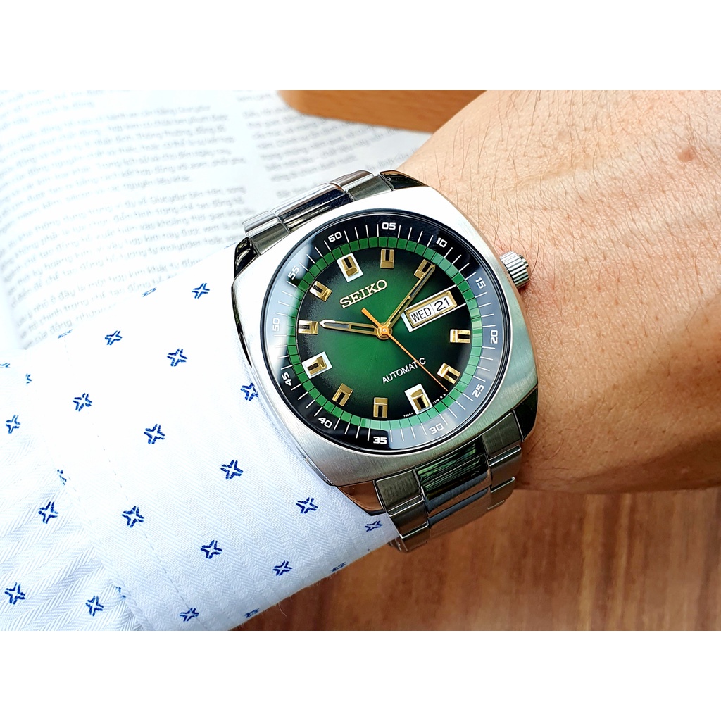 Đồng hồ chính hãng nam SEIKO Recraft Automatic Green Dial SNKM97- Máy cơ tự động - Kính cứng Chính Hãng