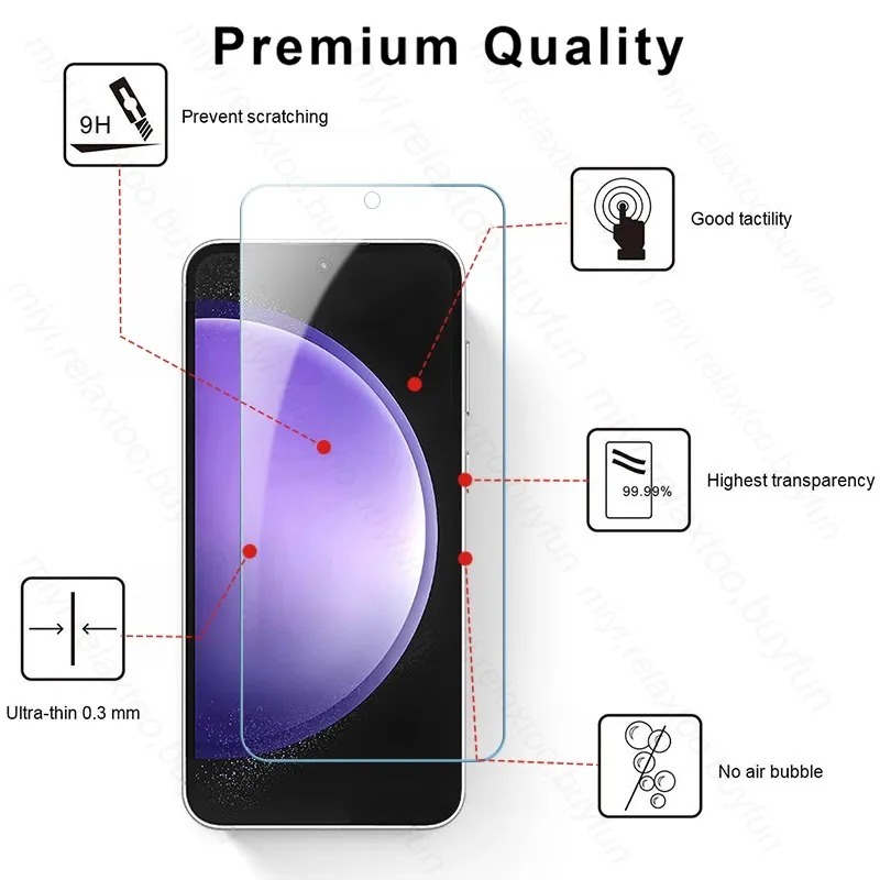 2 in 1 Tempered Glass Protective Film For Samsung Galaxy S23 FE S23FE S21 S20 FE S20FE S21FE 4G 5G 9D Clear Tempered Glass Phone Front Screen Protector Back Camera Lens Film