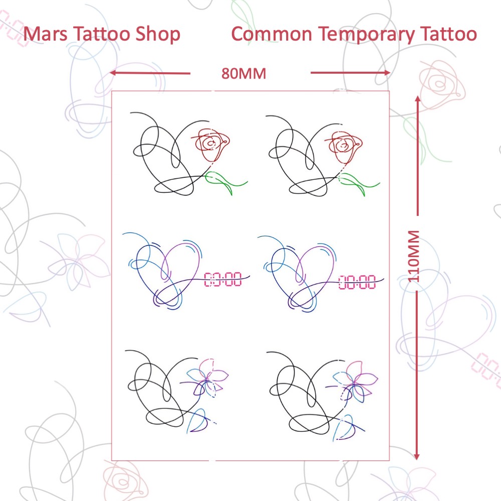 Hình Xăm Giả bts Hoa Trái Tim cx052 Màu Sắc Nổi Bật Lâu Trôi