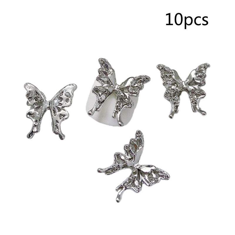 Set 10 Phụ Kiện Trang Trí Móng Tay Hình Bướm Đính Đá Xinh Xắn