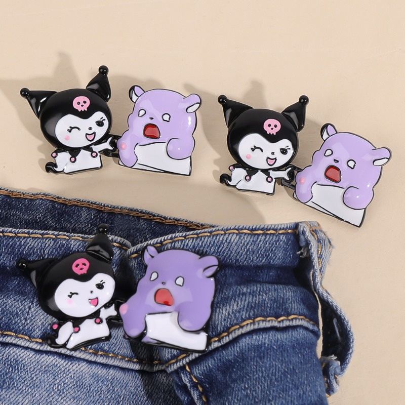 Nút Kim Loại Hình Gấu Hoạt Hình Dễ Thương Có Thể Tái Sử Dụng Gắn Lên Quần Jean Giảm Áp Lực