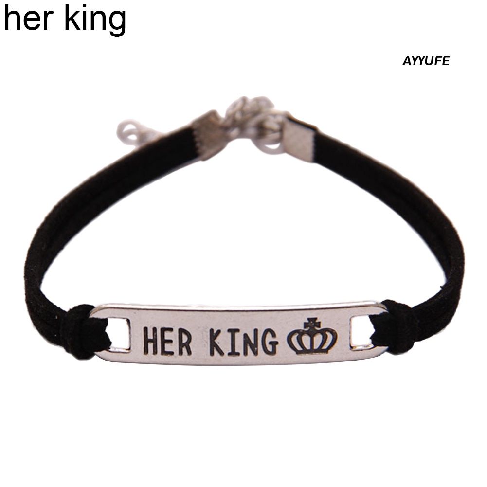 Vòng Tay Cặp Đôi In Chữ his queen / her king Thời Trang