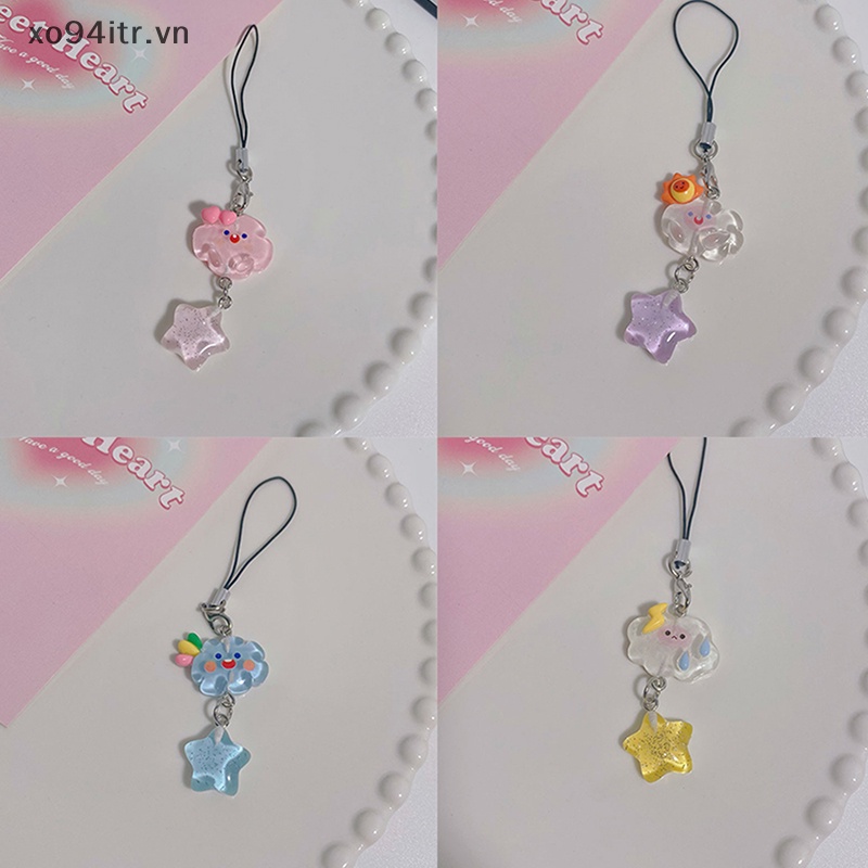 Xoitr Dây Đeo Điện Thoại Họa Tiết Hoạt Hình Đám Mây / Ngôi Sao / Đám Mây Màu Kẹo Dễ Thương vn