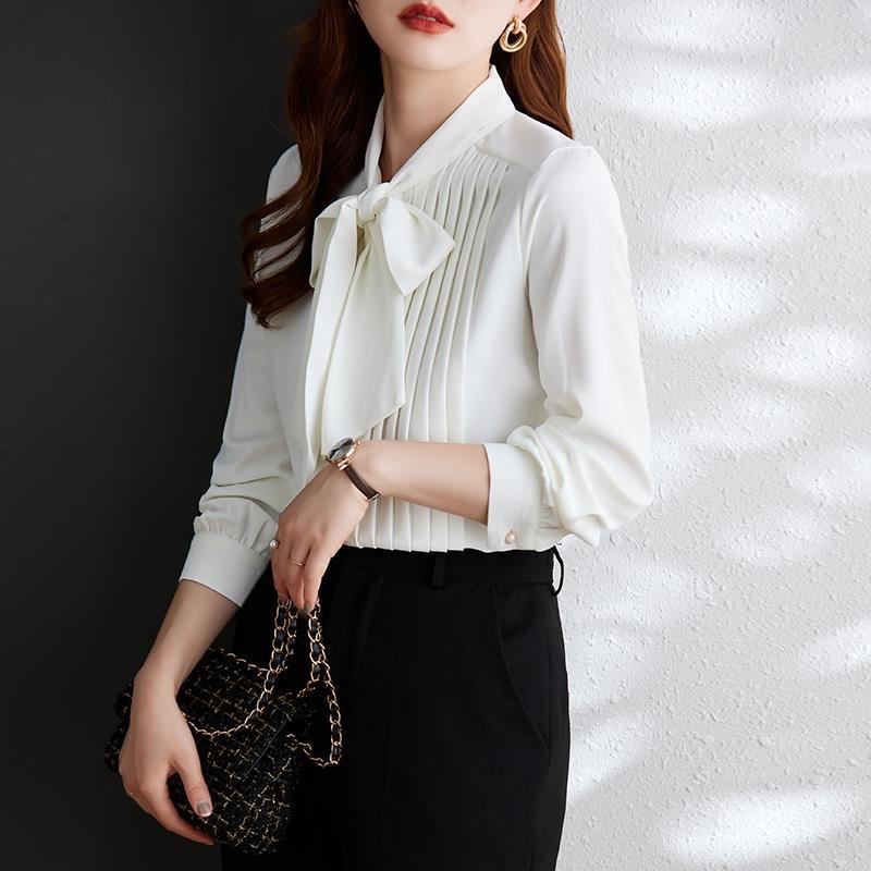 Áo Sơ Mi Vải Voan Thắt Dây Phong Cách Hàn Quốc Thời Trang Mùa Thu Cho Nữ