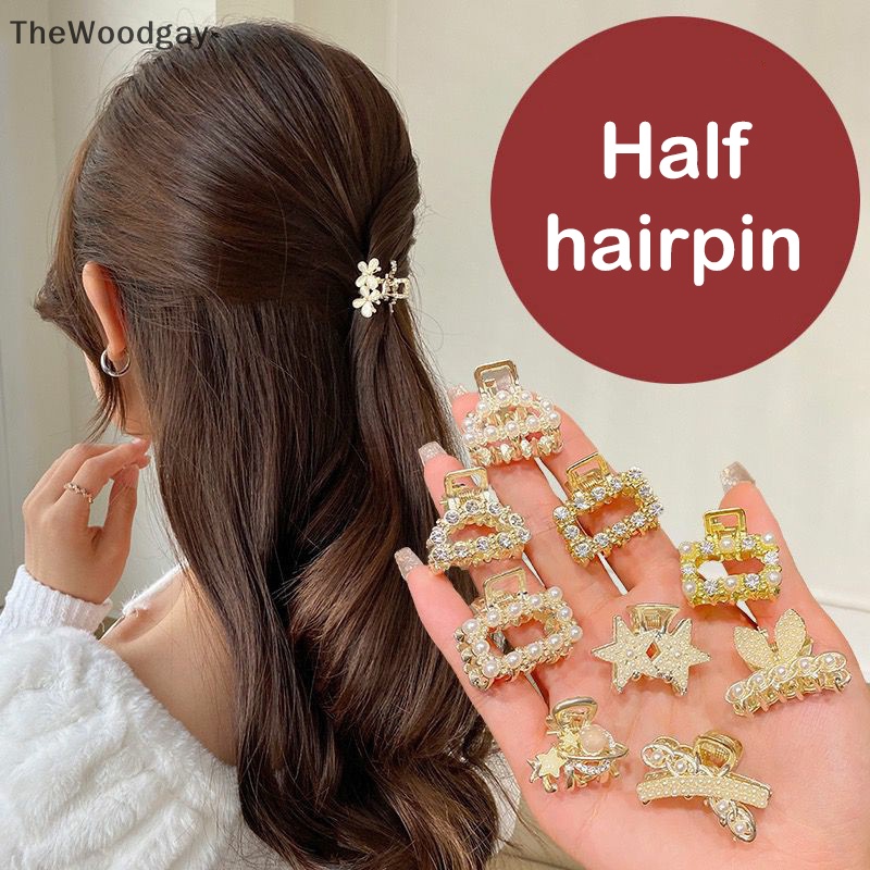 Kẹp Tóc Càng Cua mini Đính Hạt Ngọc Trai Phong Cách retro Cho Nữ