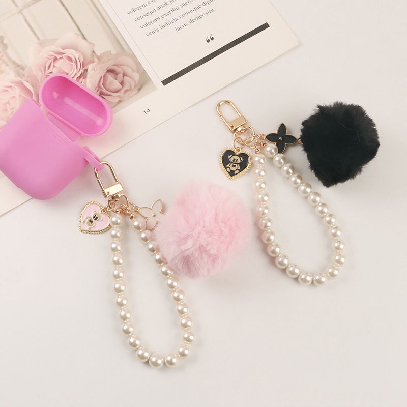 Móc Khóa Gấu Bông Đính Ngọc Trai Dễ Thương Mới - lqz