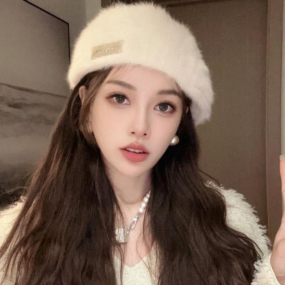 Yveta Mũ Nồi Vải Nỉ Mềm Mại Màu Trơn Ấm Áp Thanh Lịch Mùa Đông Cho Nữ