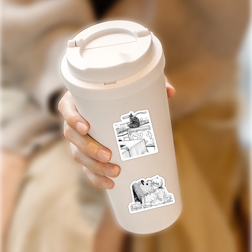 100 Miếng Dán Trang Trí Mũ Bảo Hiểm / Bút Chì Hình anime Màu Trắng Đen