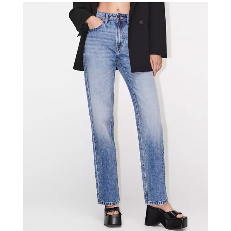Zara Quần Jean Dài Lưng Cao Phối Túi Thời Trang Mùa Thu 230108222