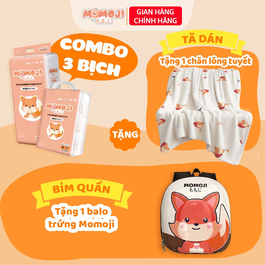 Quà tặng hấp dẫn Combo 3 Bịch Bỉm Momoji Siêu Thấm Hút đủ size cho bé BN