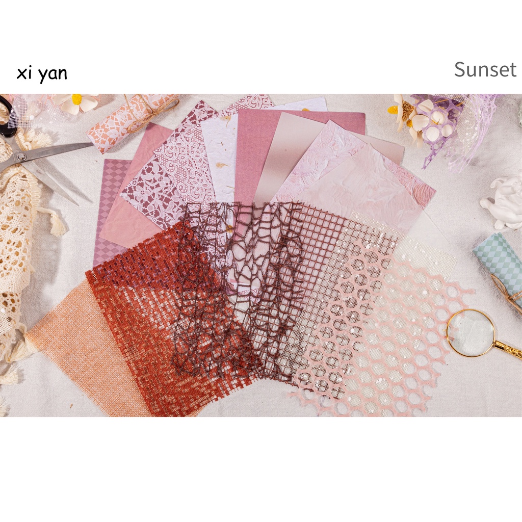 Janwu Set 15 Tờ Giấy Trang Trí Sổ Tay Phối Lưới Đơn Giản Sáng Tạo diy