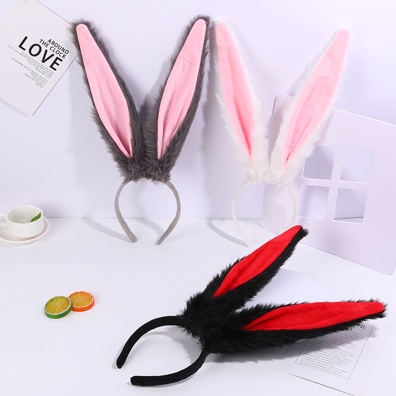 Dễ Thương Băng Đô Tai Thỏ Bông Màu Trơn Xinh Xắn Cho Bé Gái