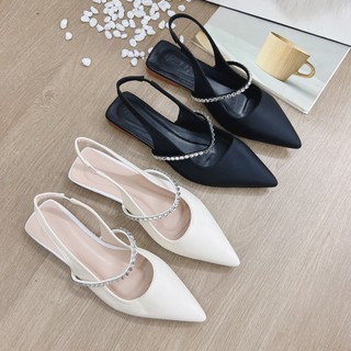sandal mũi nhọn 1 quai đá da lì