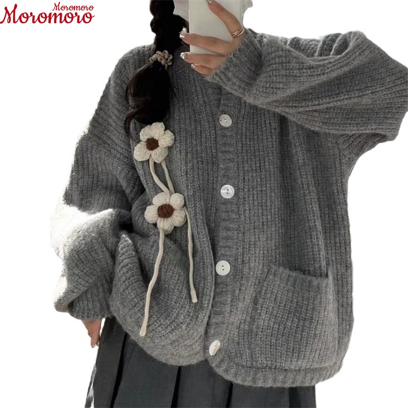 Moromoro Áo Len áo khoác cardigan Dễ thương Phong cách Hàn Phong Trendy WMY23A0CJK 42Z231017