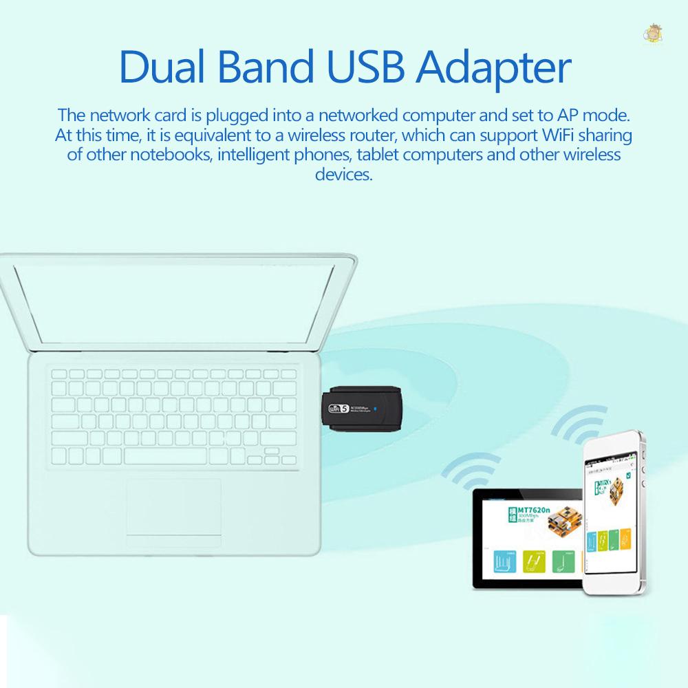 Usb wifi Không Dây 1300mbps lan usb ethernet 2.4g 5g Băng Tần Kép